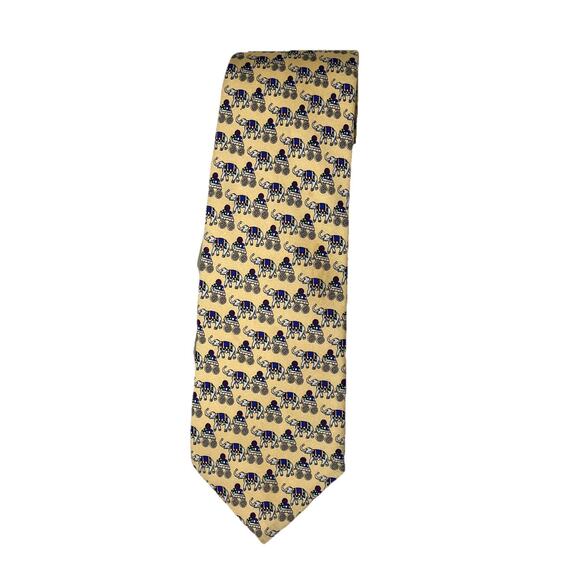 Brooks Basics Royal Elephants & Carts Printed Pure Silk Neck Tie USA Multicolor - Picture 4 of 13